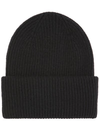 Merino Wool Chunky Beanie Hat - Deep Black
