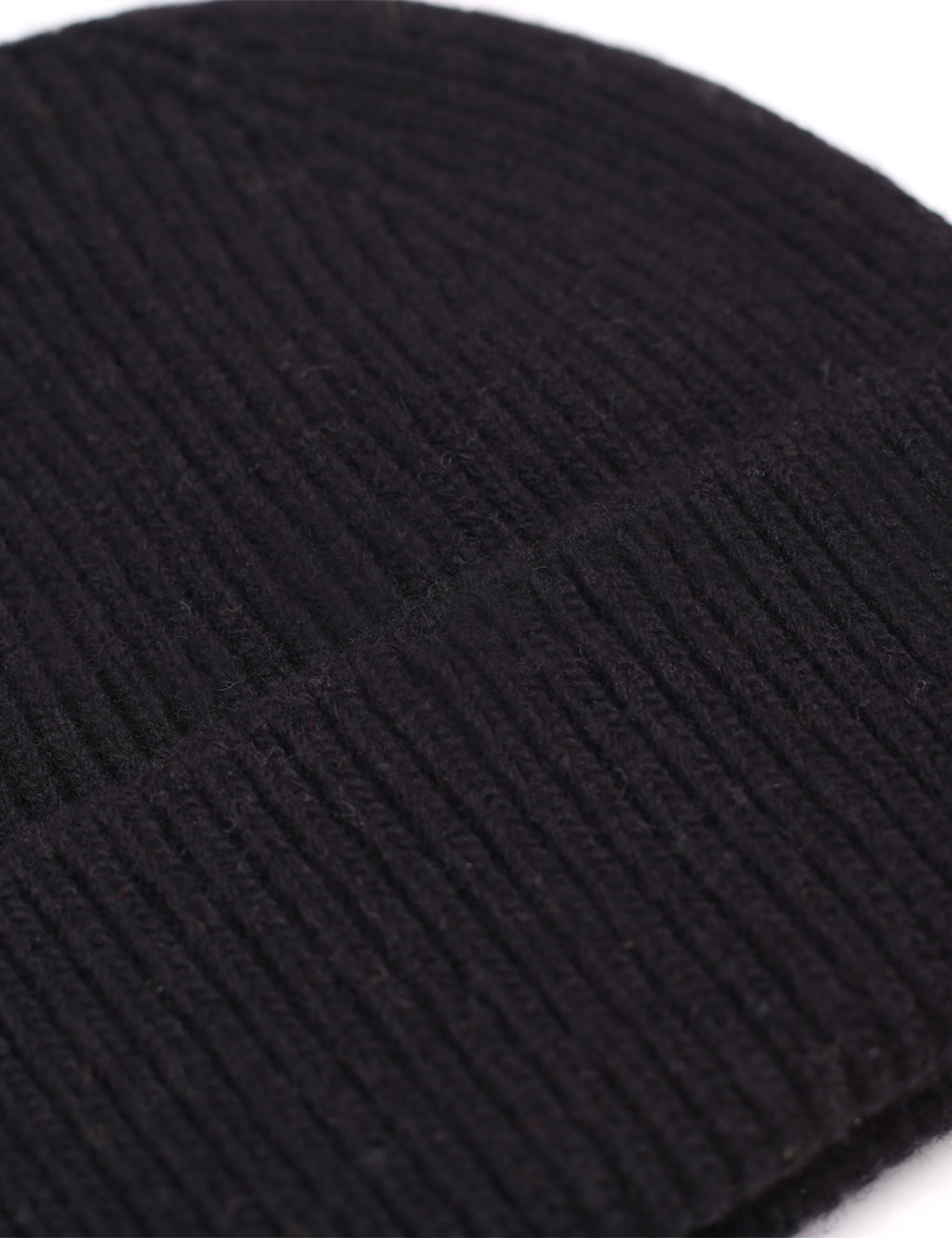 Merino Wool Chunky Beanie Hat - Deep Black
