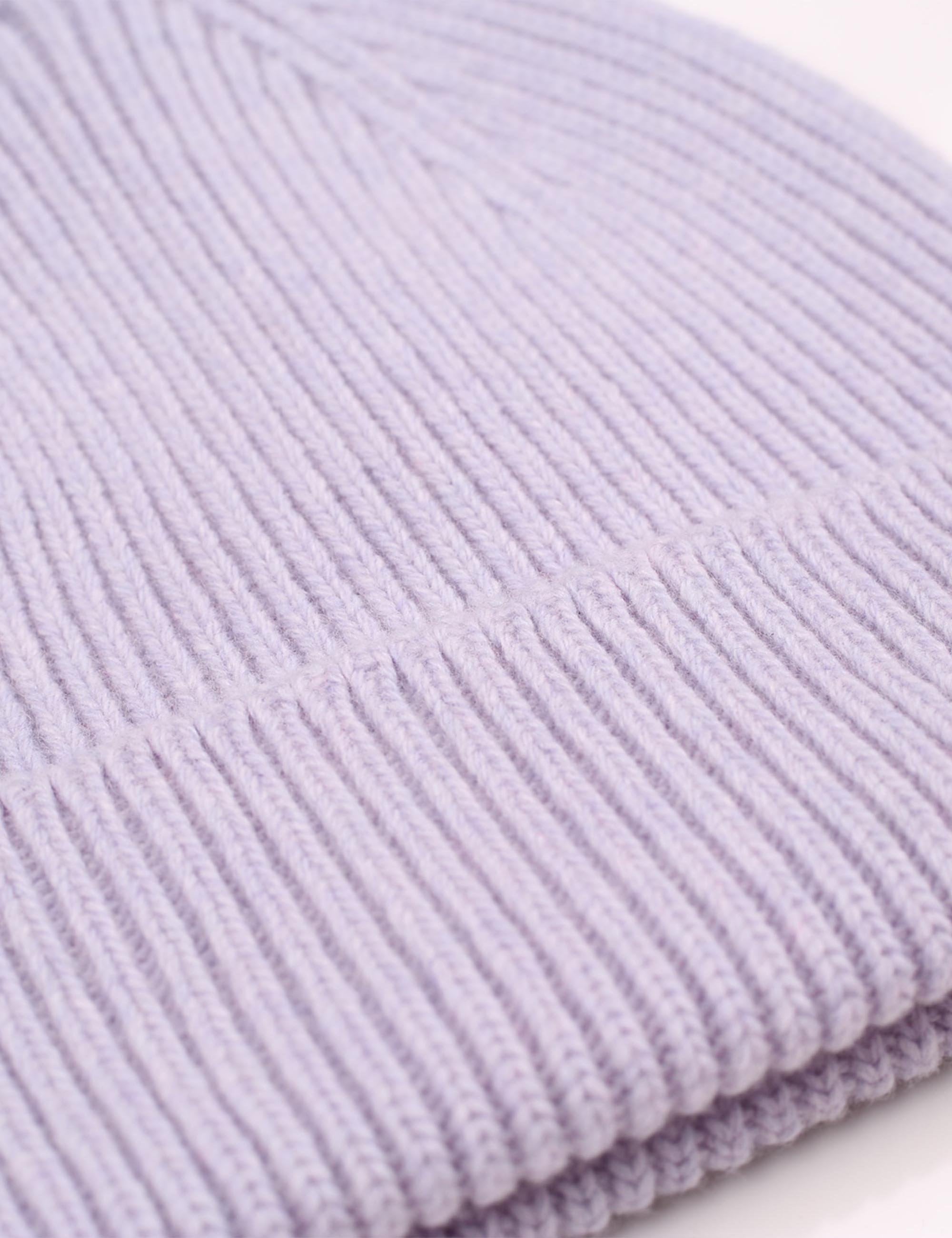 Merino Wool Chunky Beanie Hat - Soft Lavender
