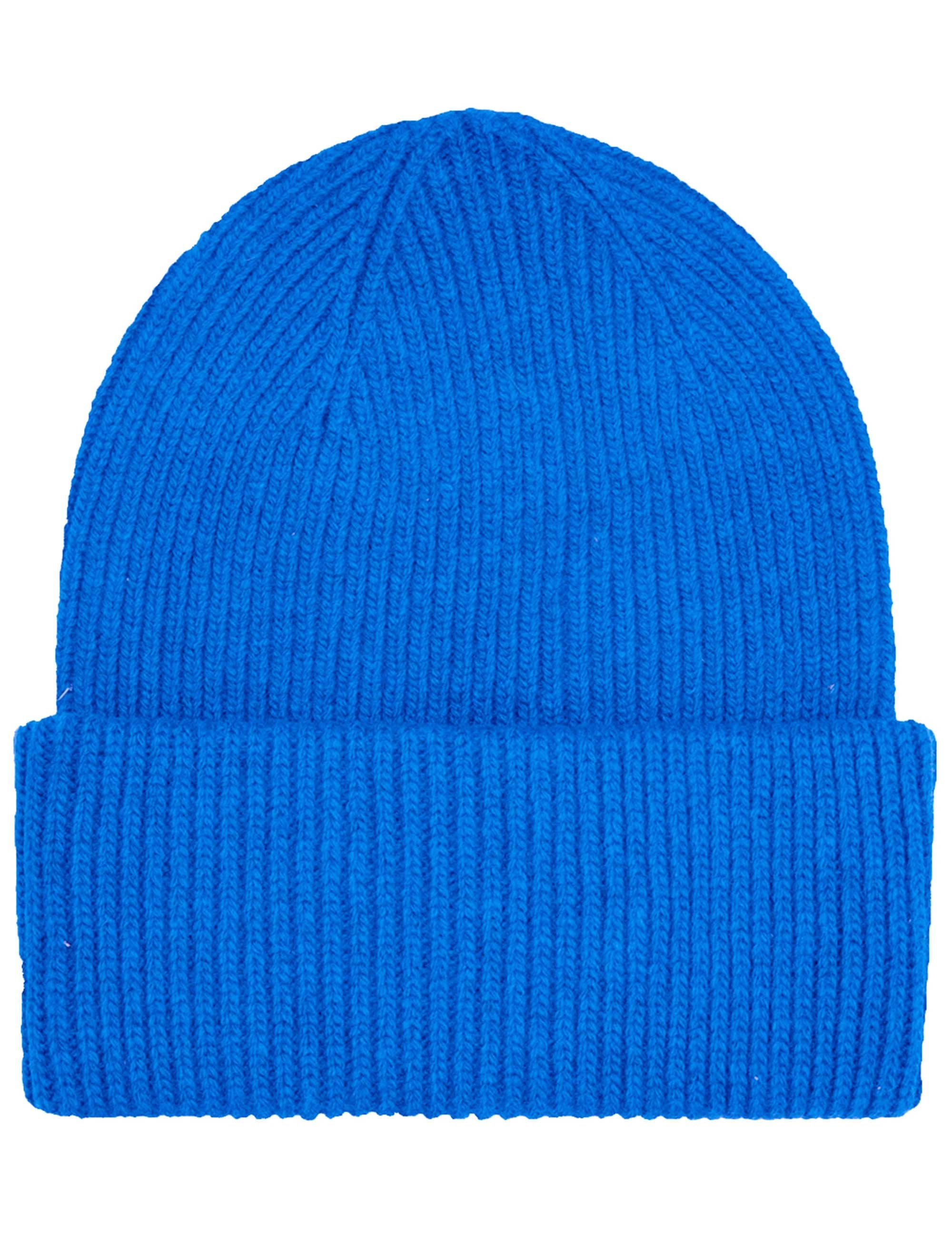Merino Wool Chunky Beanie Hat - Pacific Blue