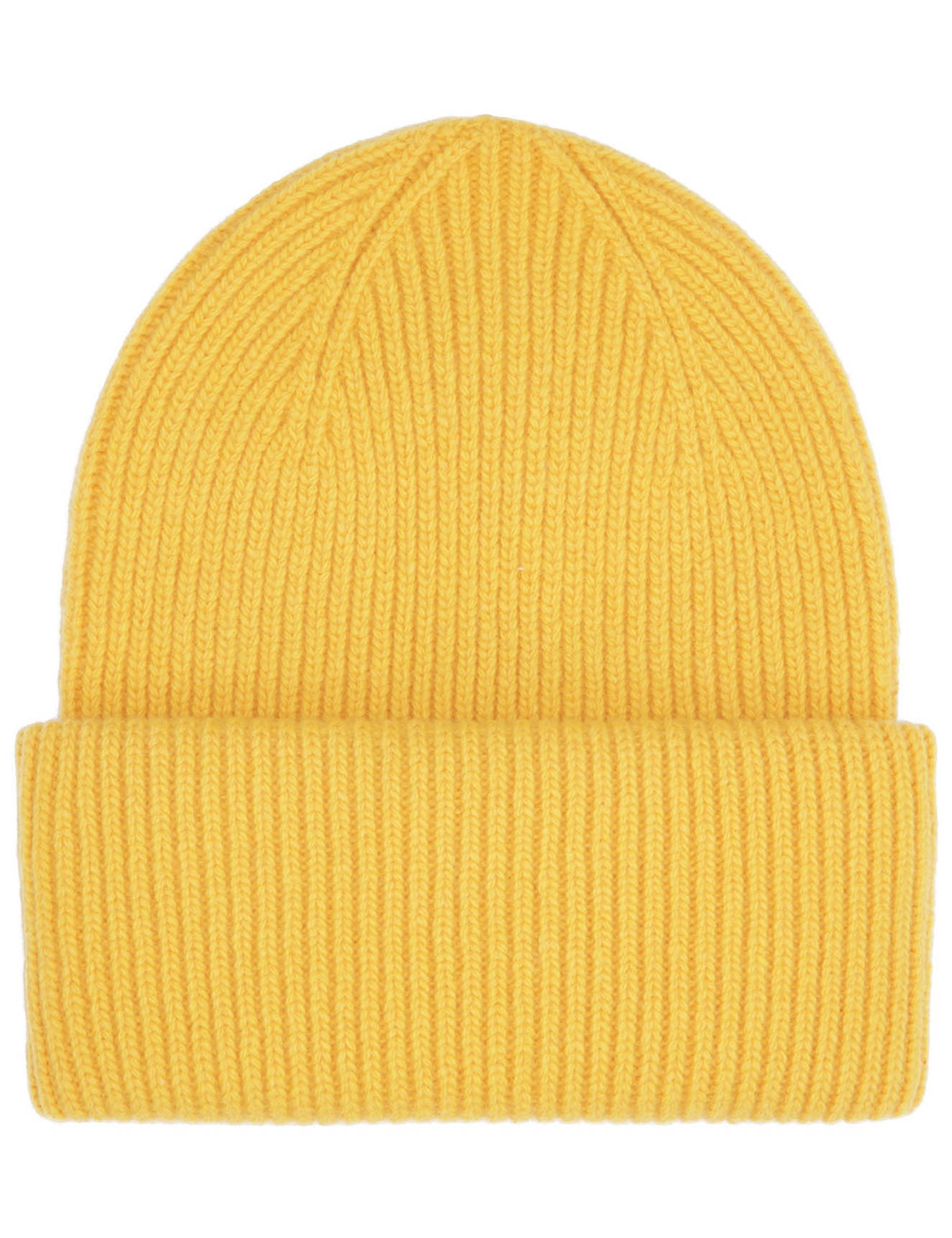 Merino Wool Chunky Beanie Hat - Lemon Yellow