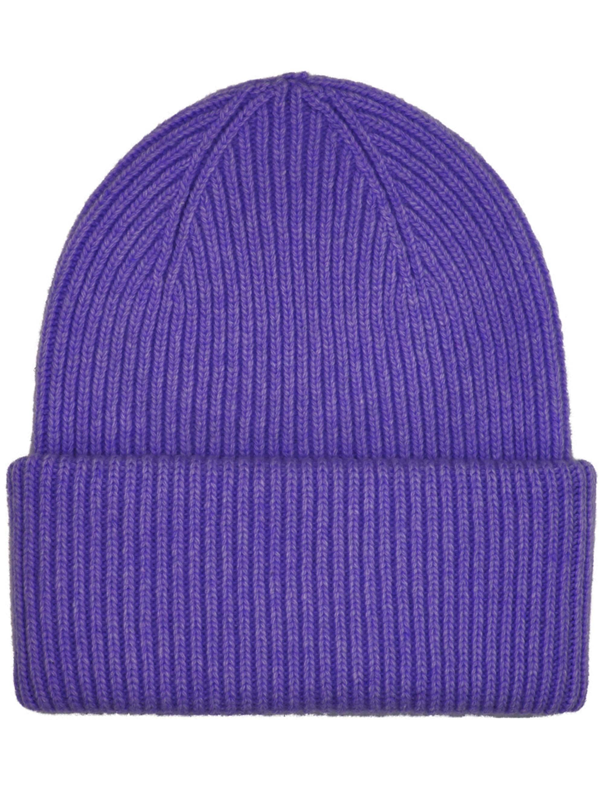Merino Wool Chunky Beanie Hat - Ultra Violet