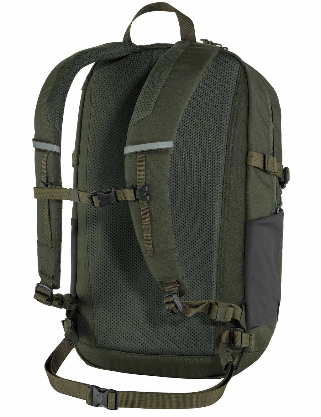 28L backpack with mesh back panel and padded shoulder straps in deep green