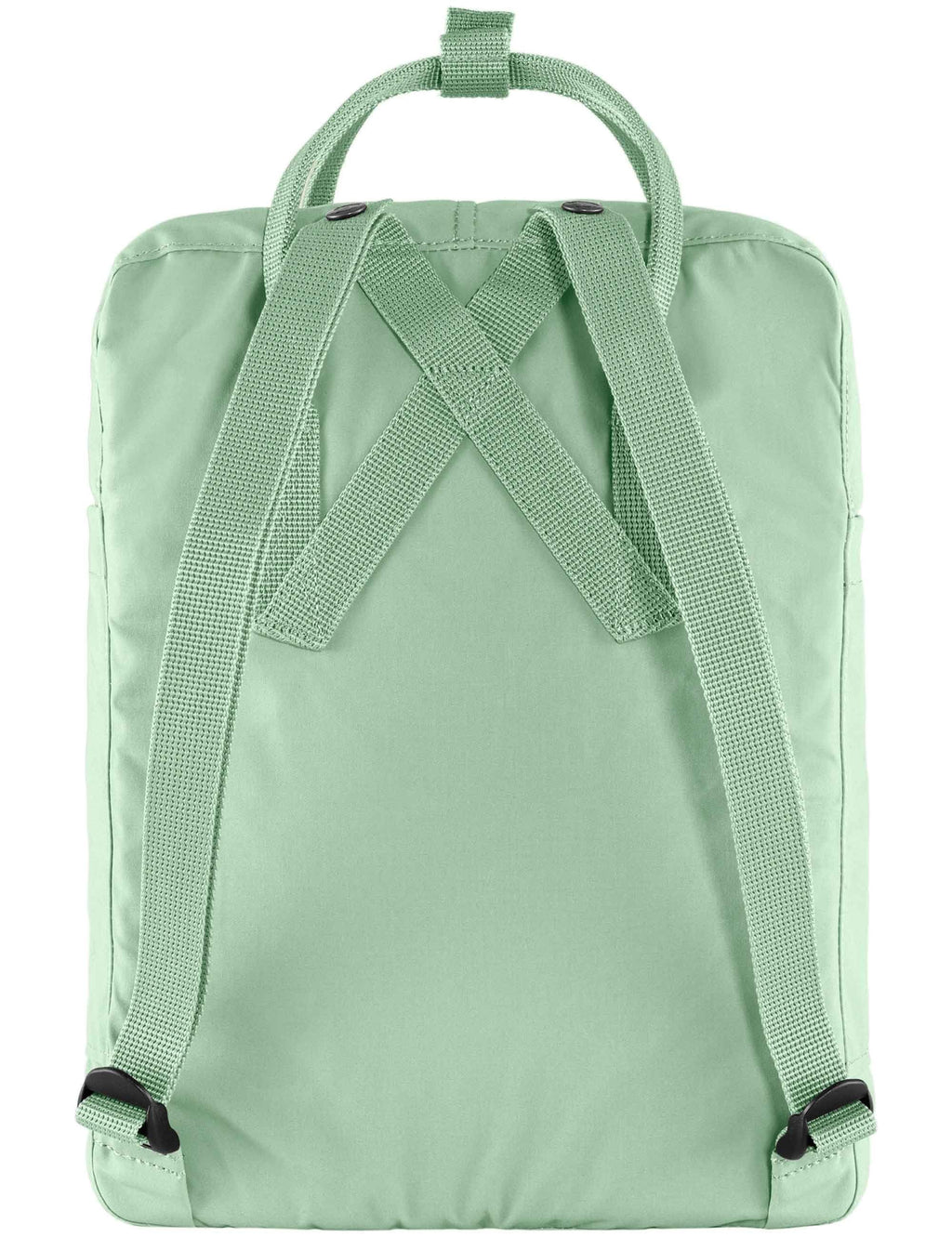 Mint green Kanken classic backpack back panel with X-shaped shoulder strap section