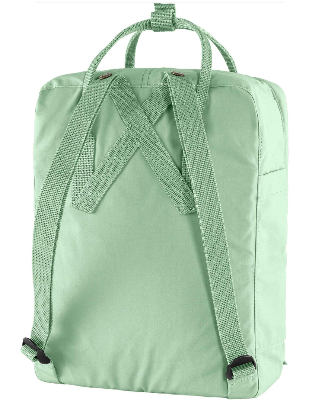Mint green Kanken classic backpack with adjustable shoulder straps and logo patch