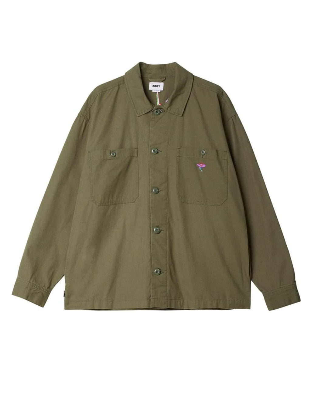 Contrast Shirt Jacket - Smokey Olive