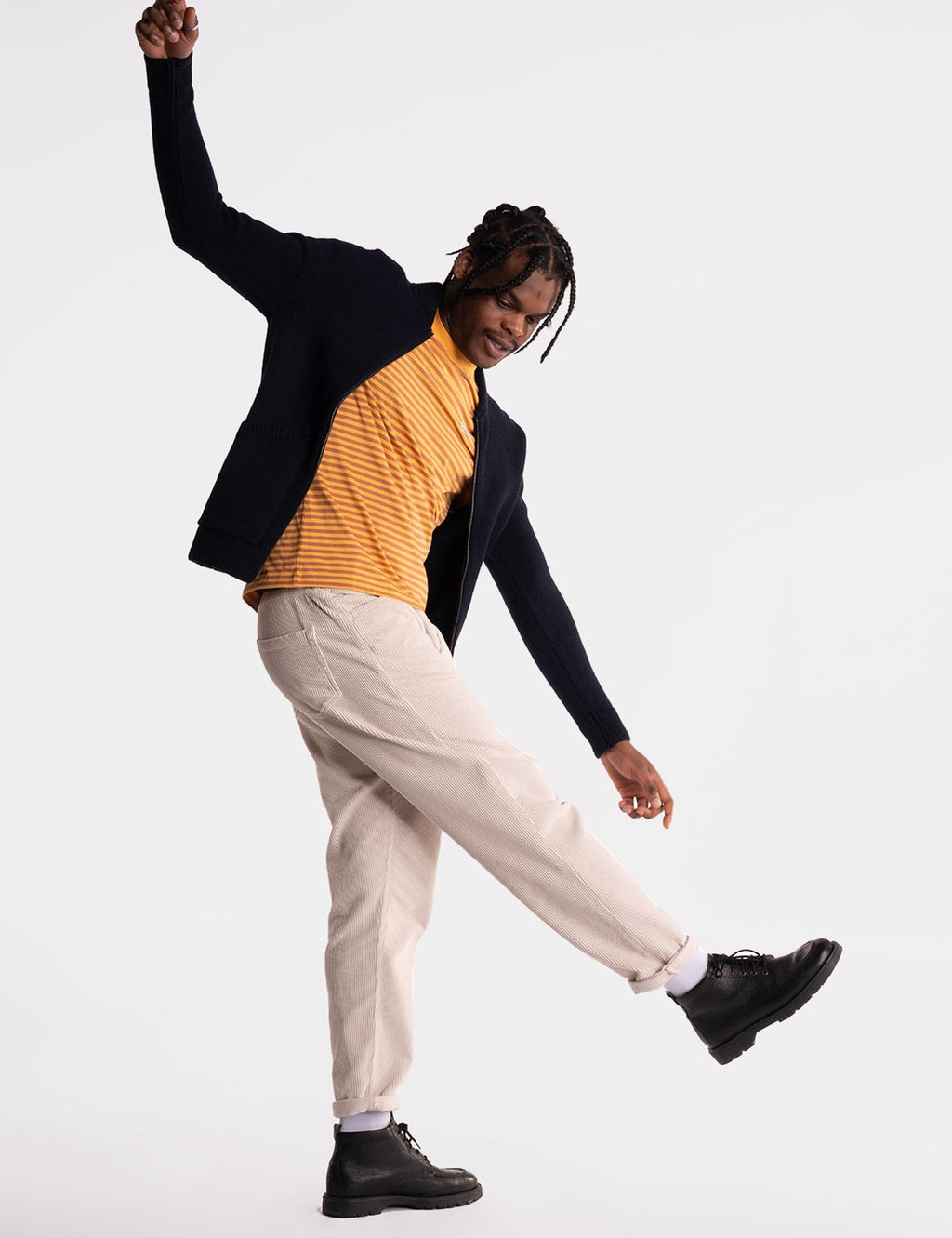 Allen Full Zip Knitted Top - Navy