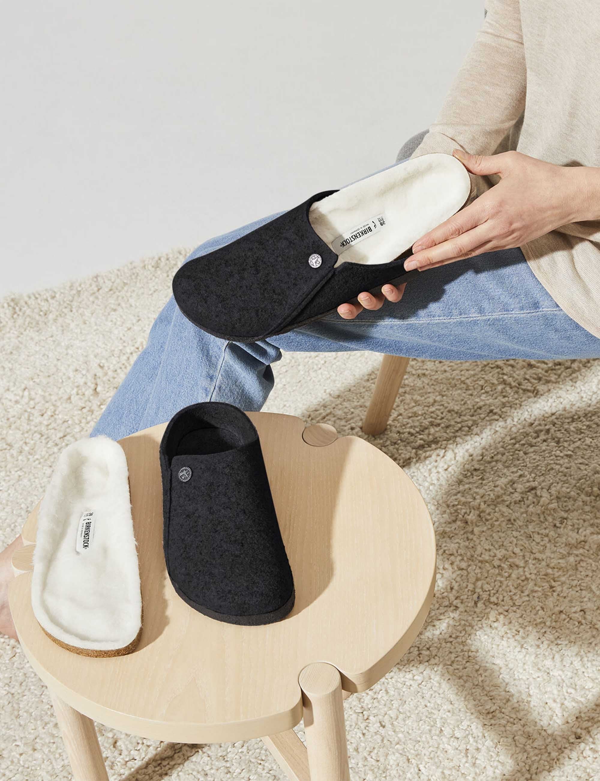 Birkenstock Women's Zermatt Shearling Slippers - Anthracite (Regular Fit)