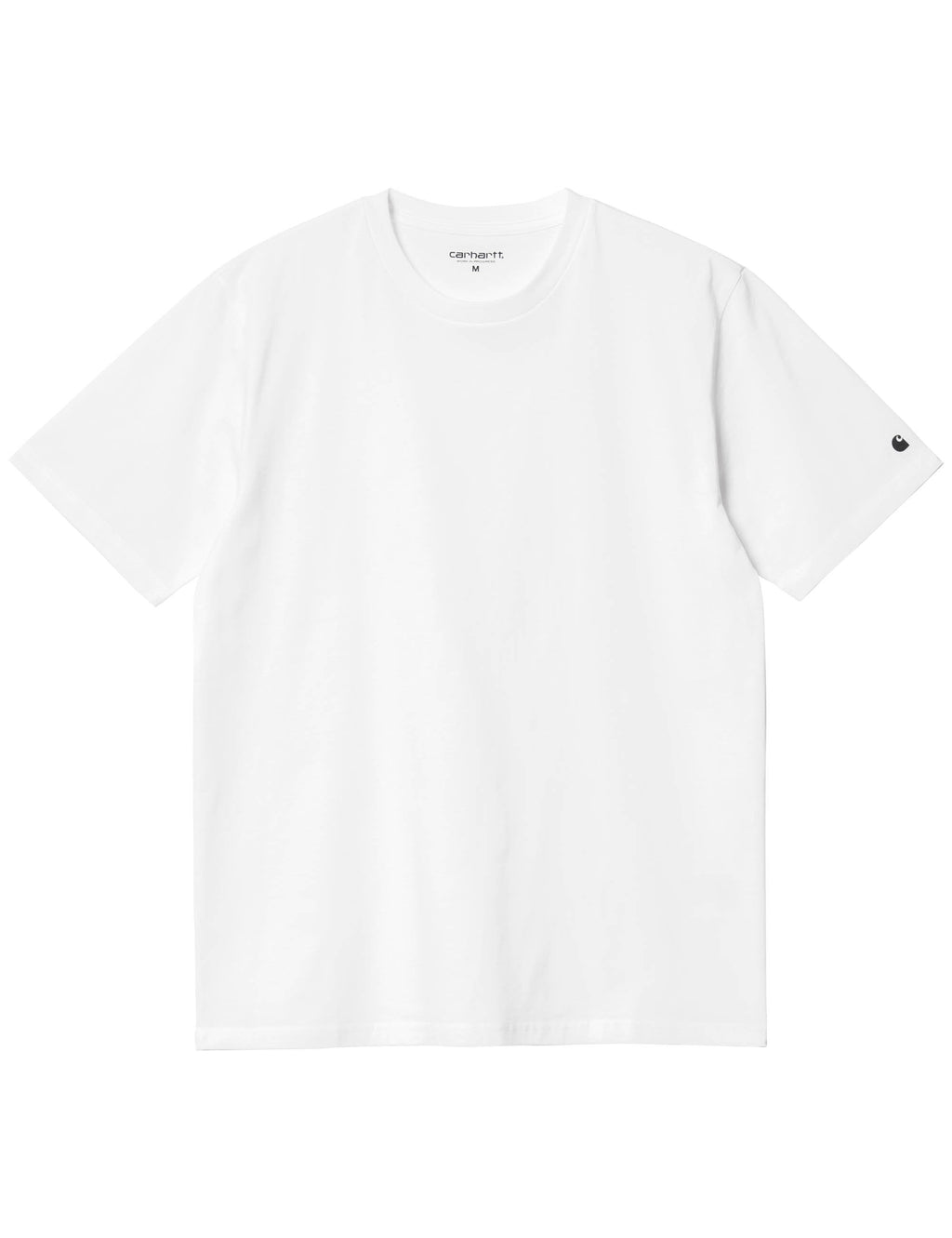 White crew-neck base T-shirt with short sleeves, plain front