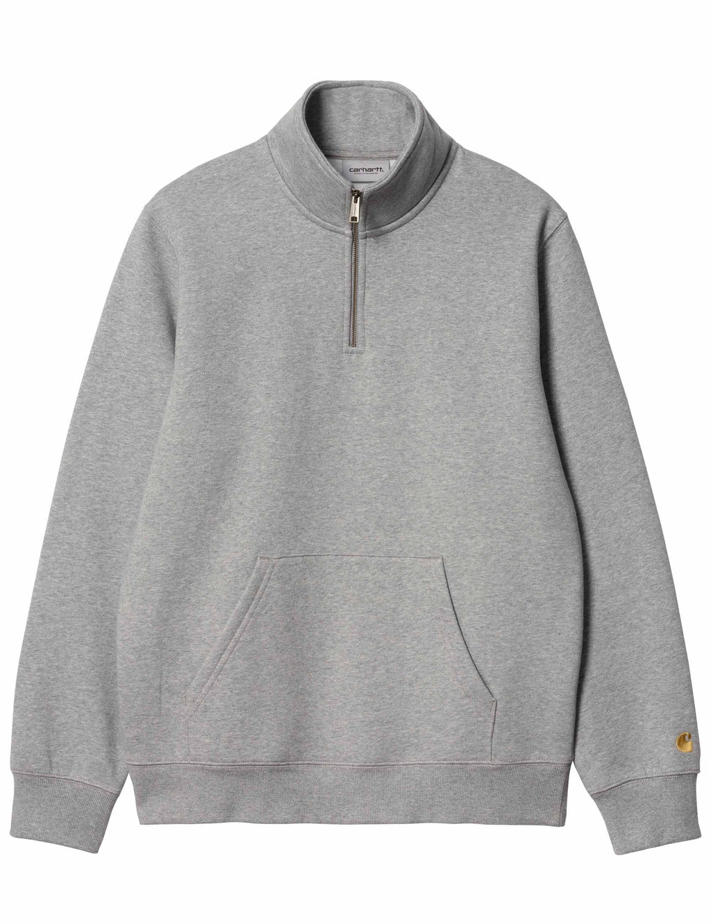 Chase Zip Neck Sweat - Grey Heather/Gold