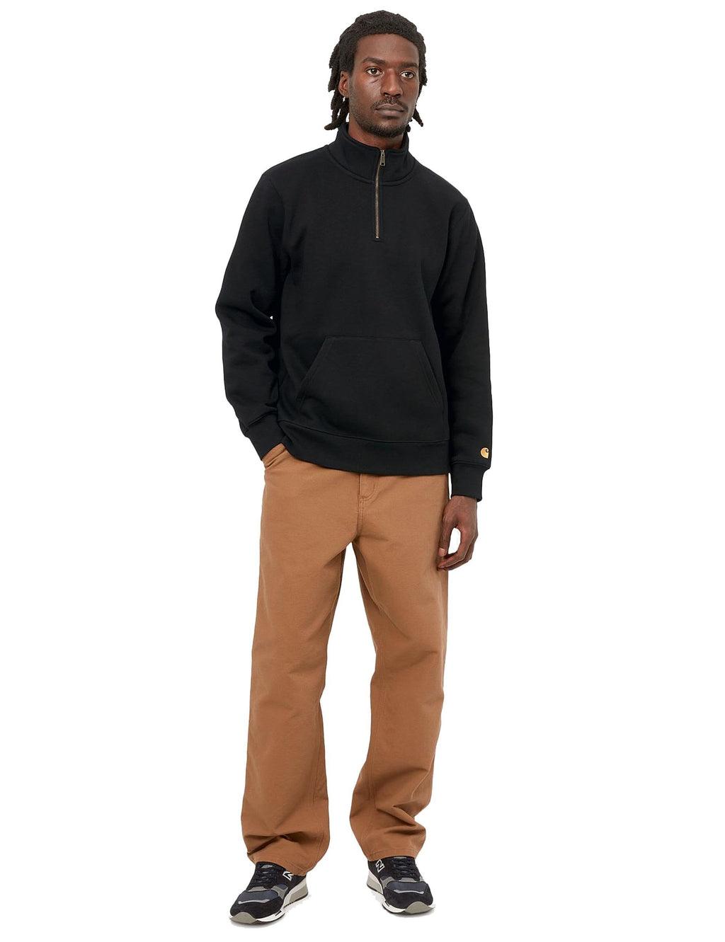 Chase Zip Neck Sweat - Black/Gold