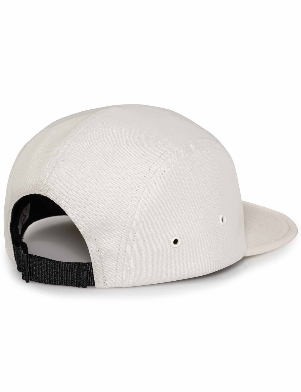 Backley 5-panel cap in wax white with vent eyelets and adjustable strap