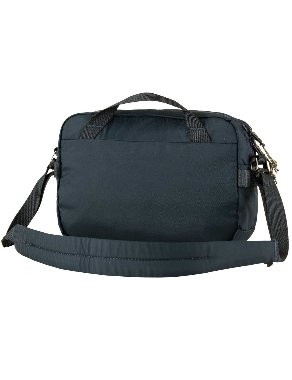 Navy Blue Fjallraven crossbody bag with a strap on a white background