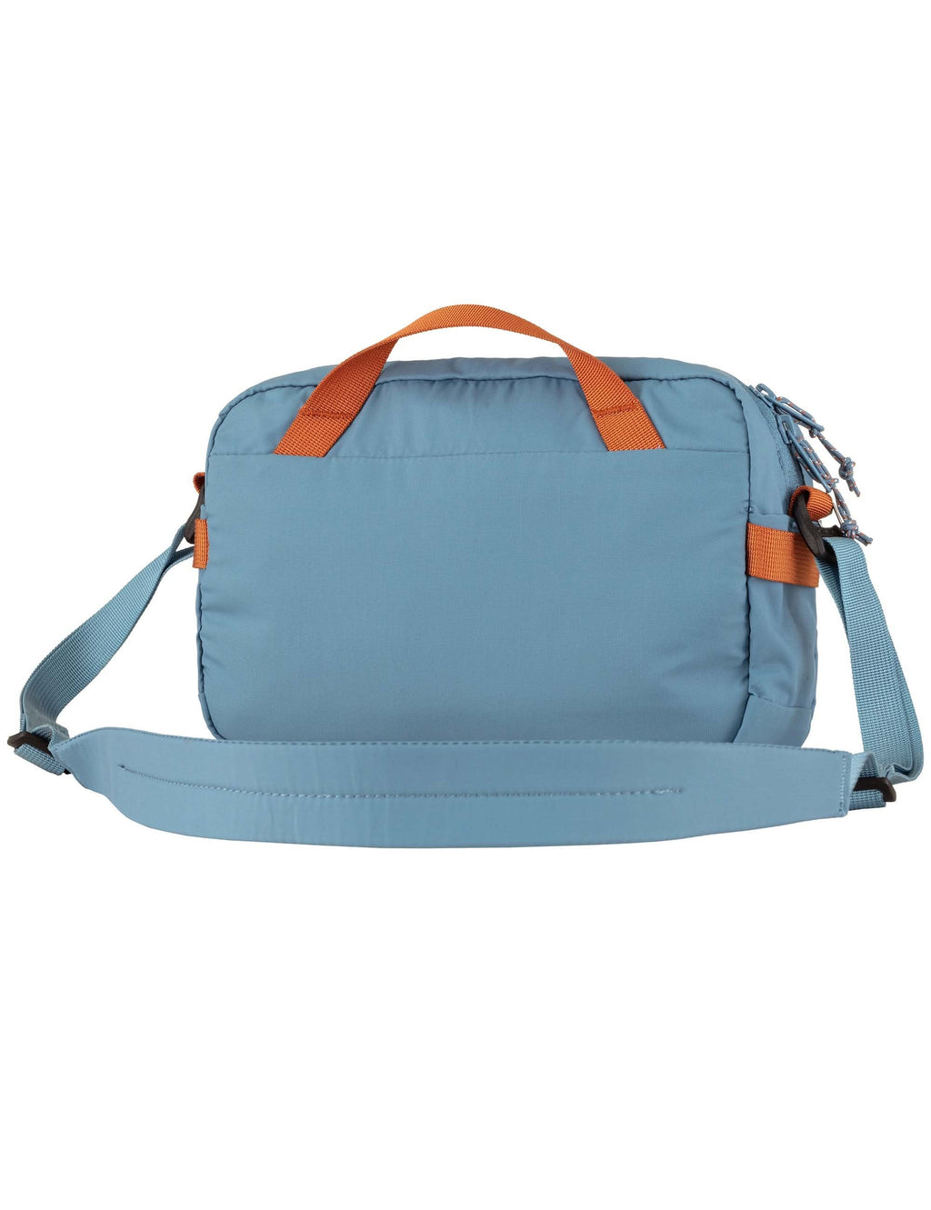Dawn Blue crossbody bag with top handle, adjustable strap, and zip side pockets