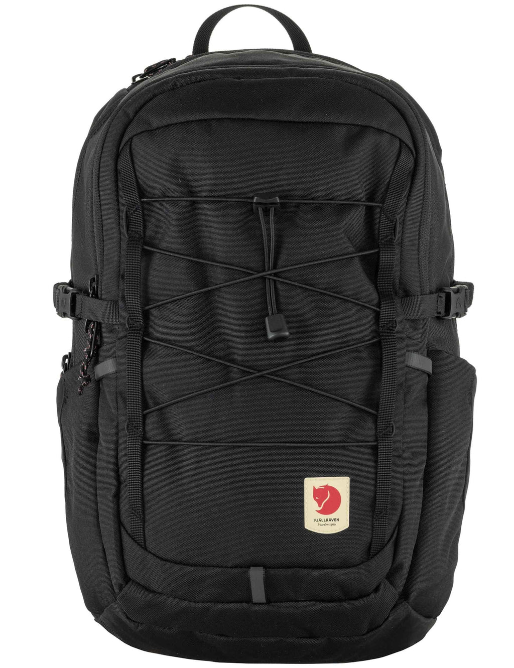 Black 20L backpack with front organizer and cross-bungee straps