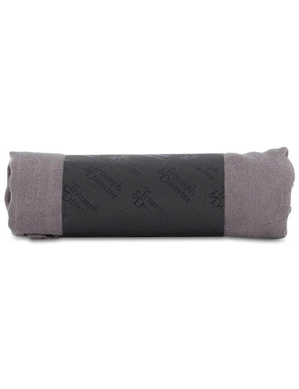 Travel kit roll-up cloth with gray outer wrap and textured center label