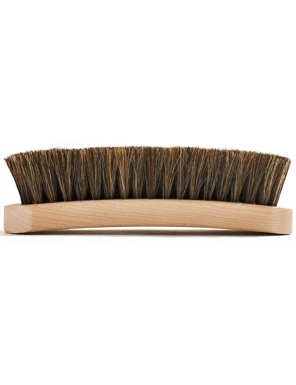 Horse hair brush with wooden handle and dark bristles