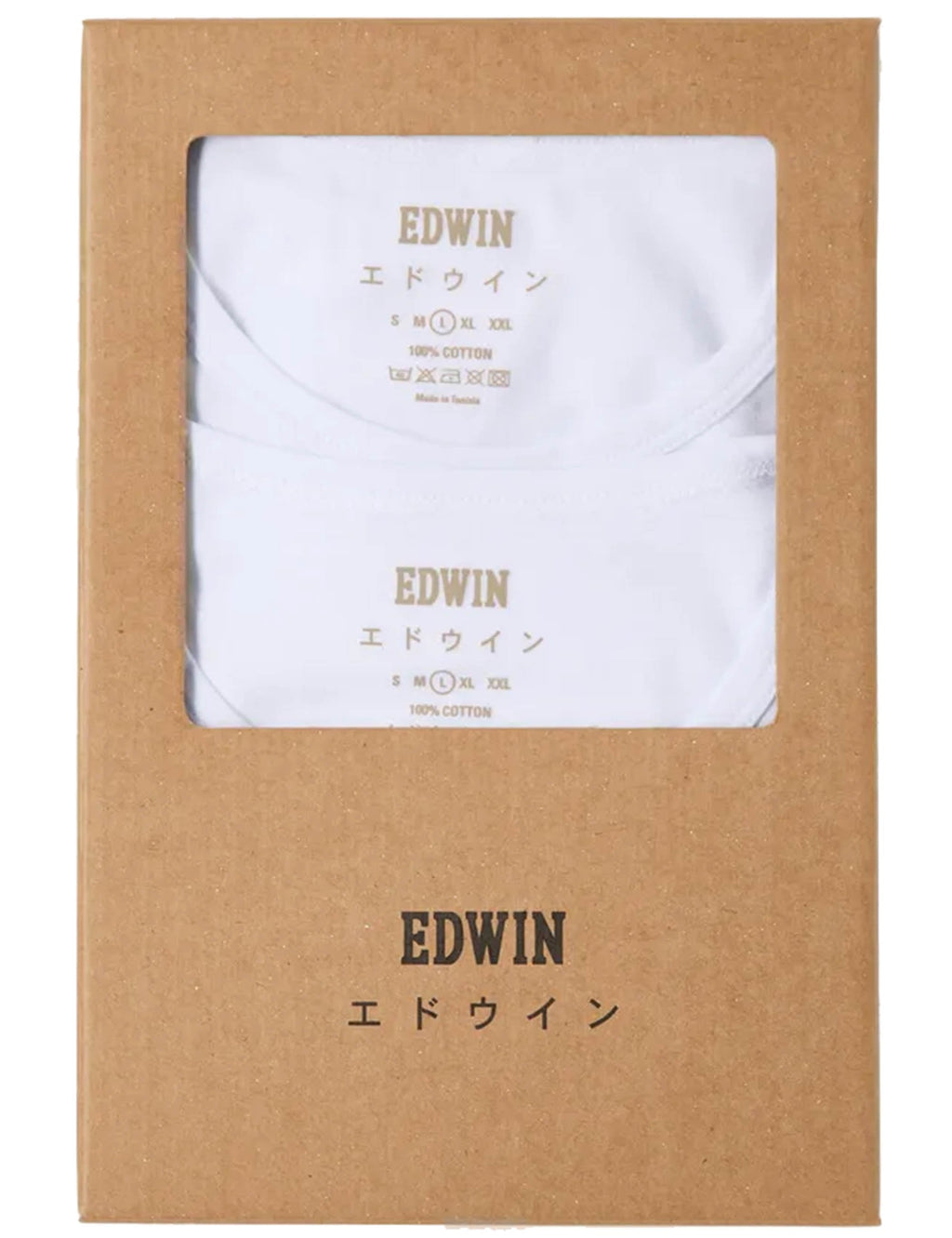 White double pack T-shirt set in brown cardboard box