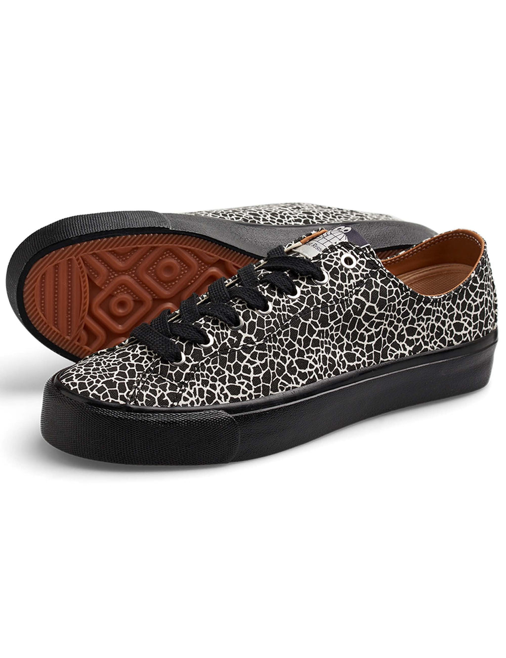 VM003 Canvas Lo Shoes - Crackled Black/White