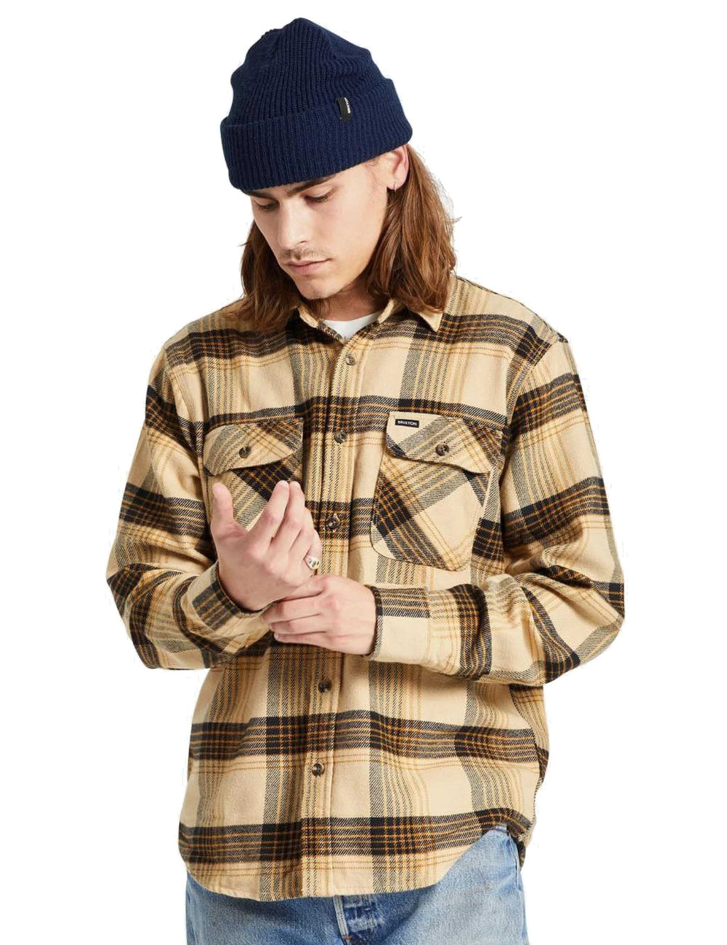 Bowery Flannel Shirt - Sand/Black