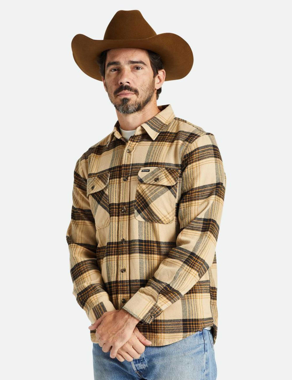 Bowery Flannel Shirt - Sand/Black