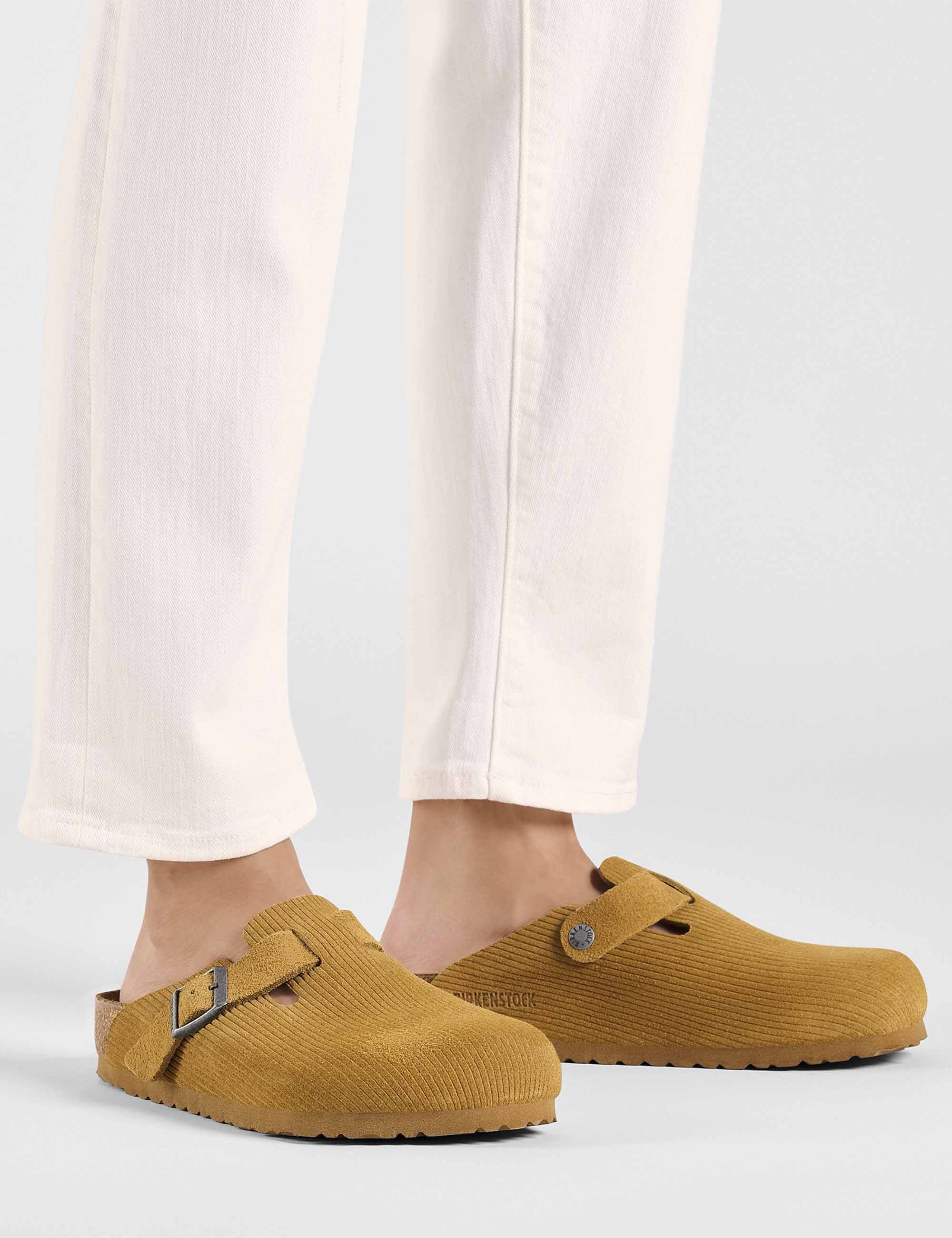 Birkenstock Boston Cord Mules - Cork Brown (Regular Fit)