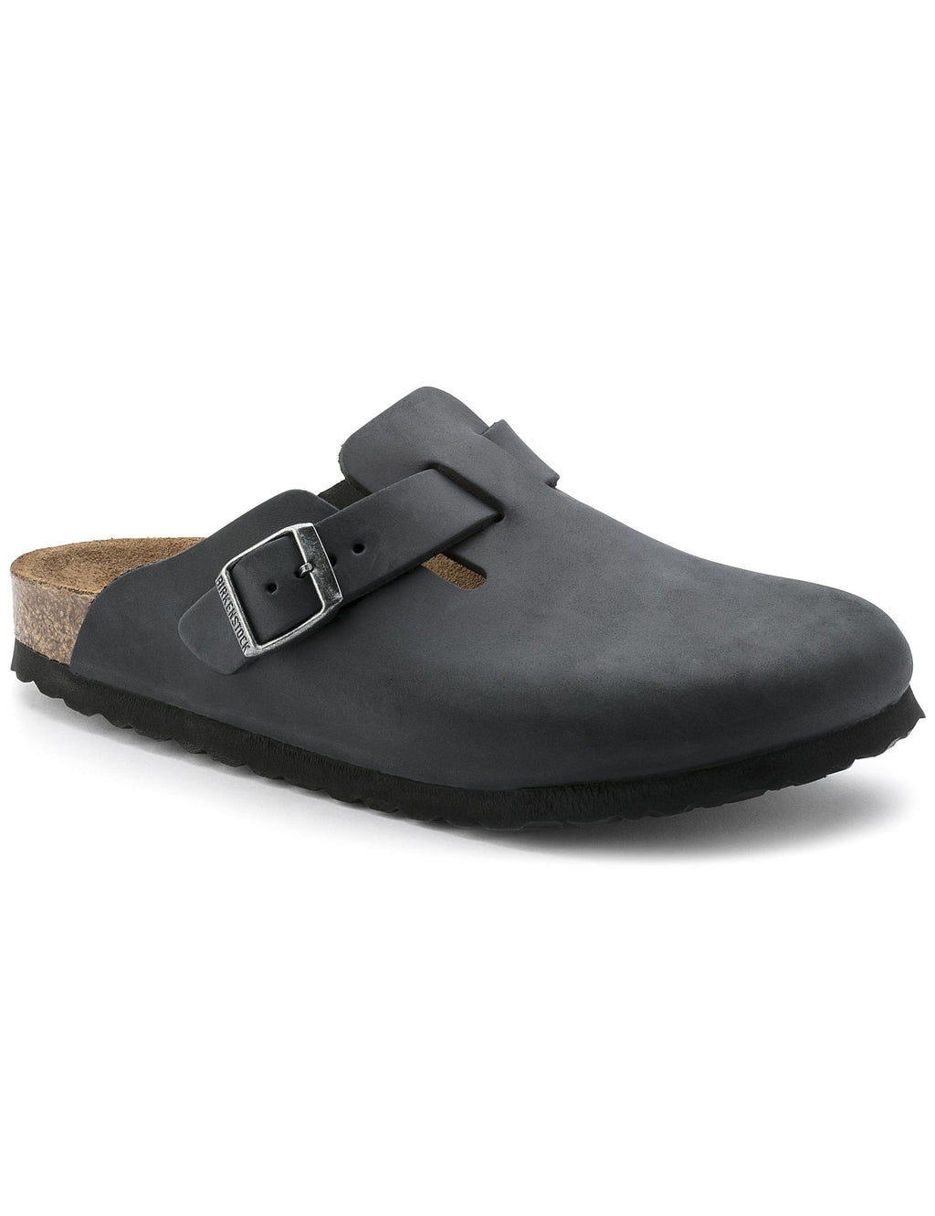 Boston Leather Mules - Oiled Black (Regular Fit)