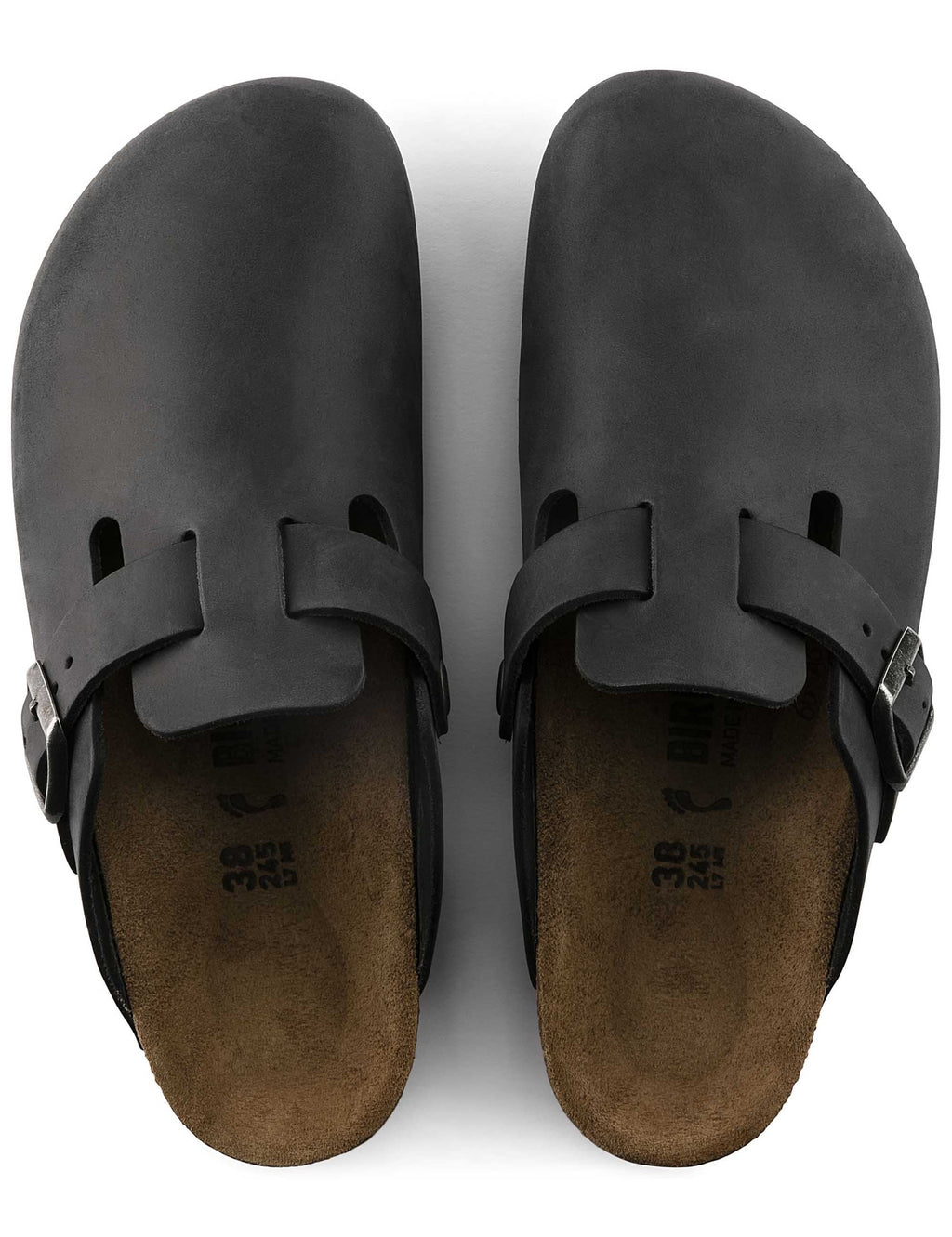 Boston Leather Mules - Oiled Black (Regular Fit)