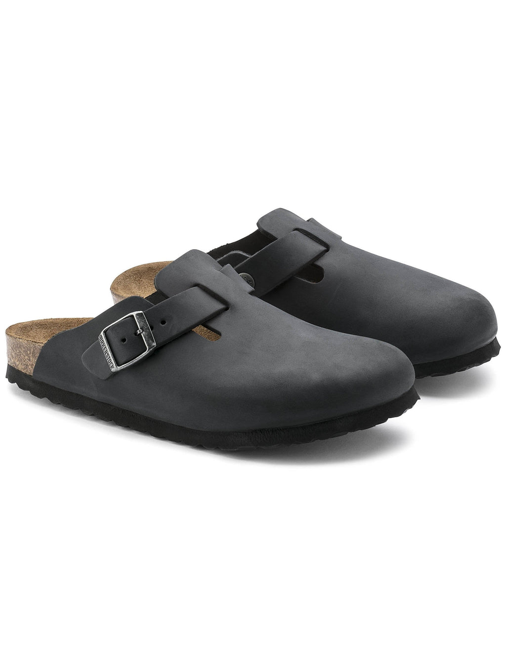 Boston Leather Mules - Oiled Black (Regular Fit)