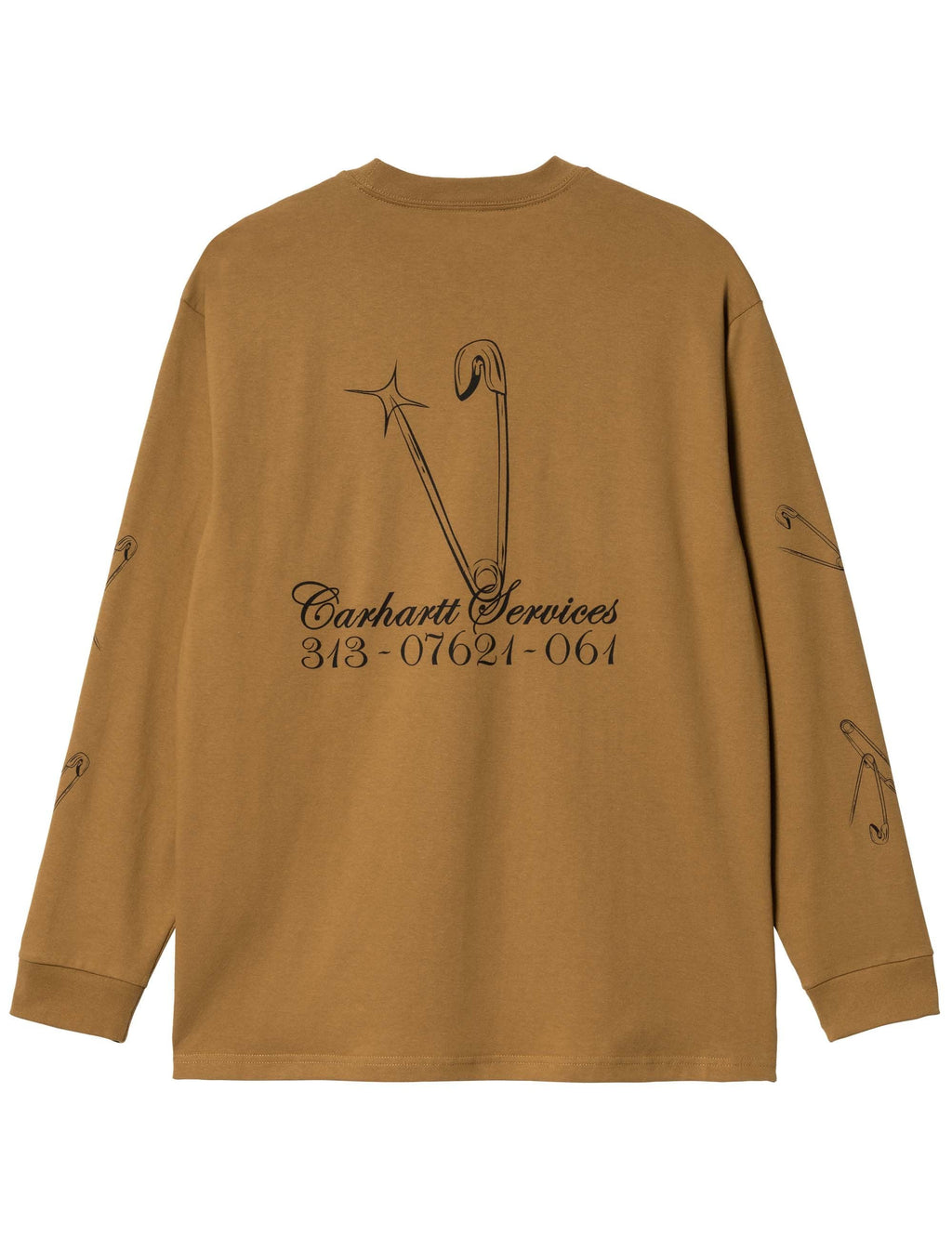 Safety Pin Long Sleeve T-Shirt - Hamilton Brown/Black
