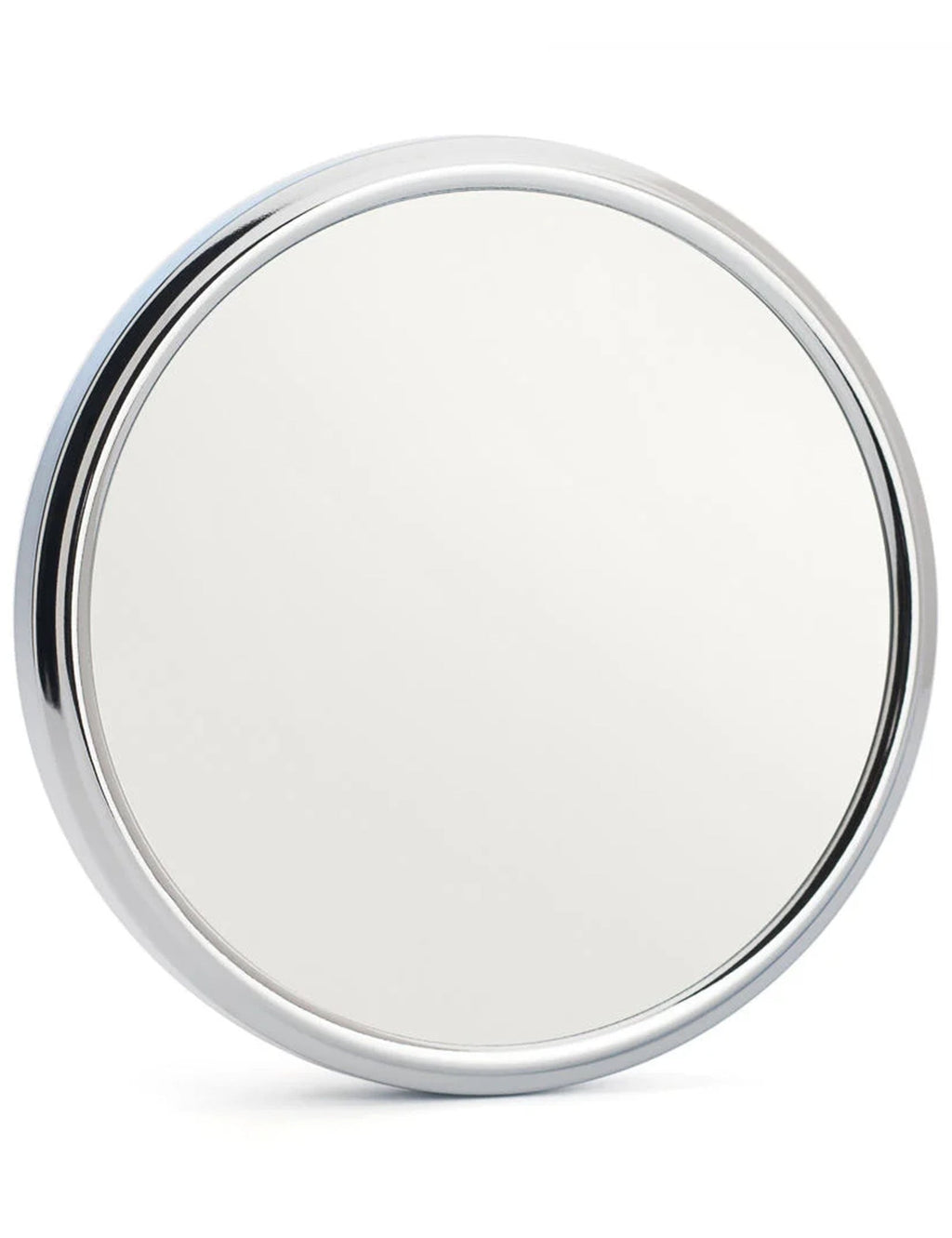 Chrome 5x round shaving mirror with magnifying glass and shiny chrome rim