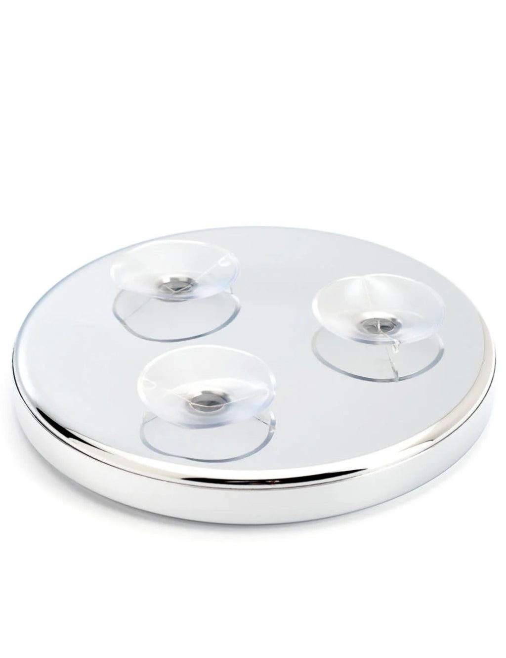 Chrome shaving mirror suction cup base with four clear cups