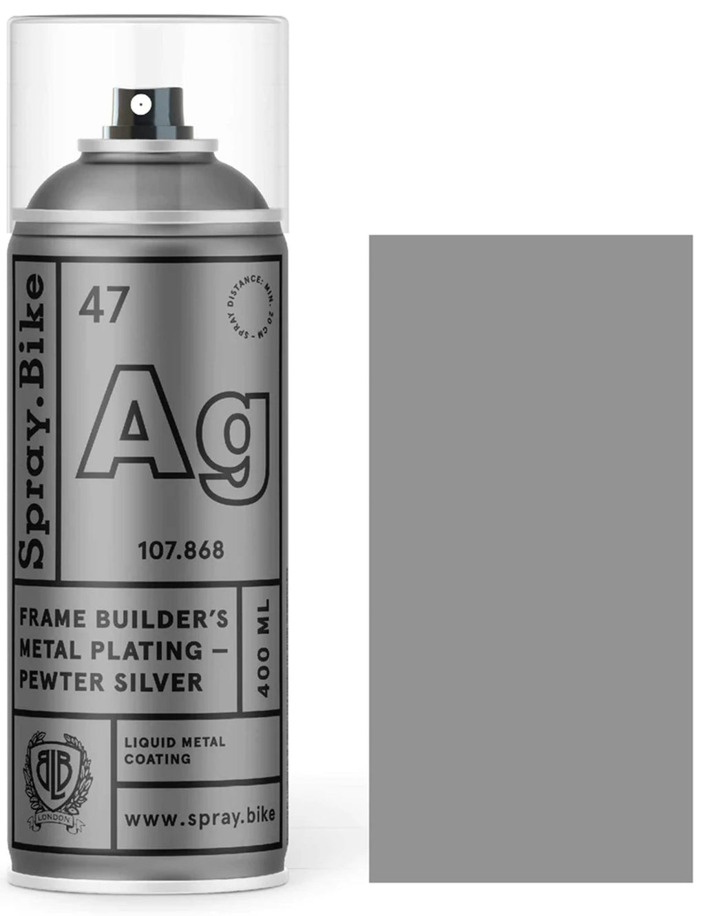 Pewter silver metal plating spray can with Frame Builder label
