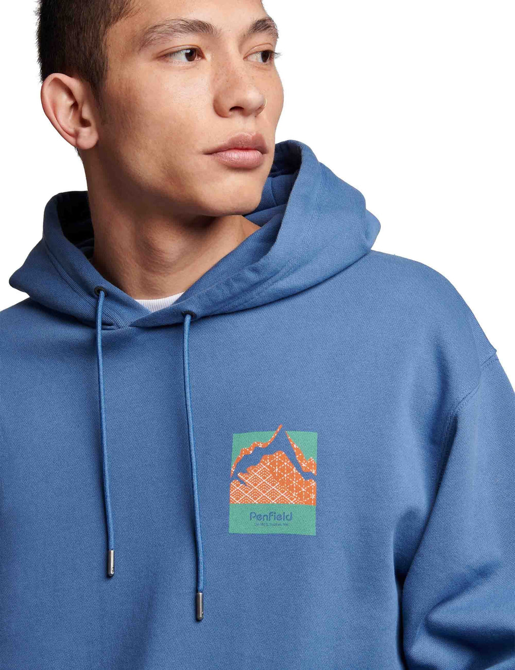 Mountain Back Print Hooded Sweat - Blue Horizon