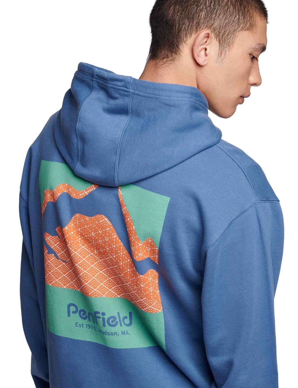Mountain Back Print Hooded Sweat - Blue Horizon