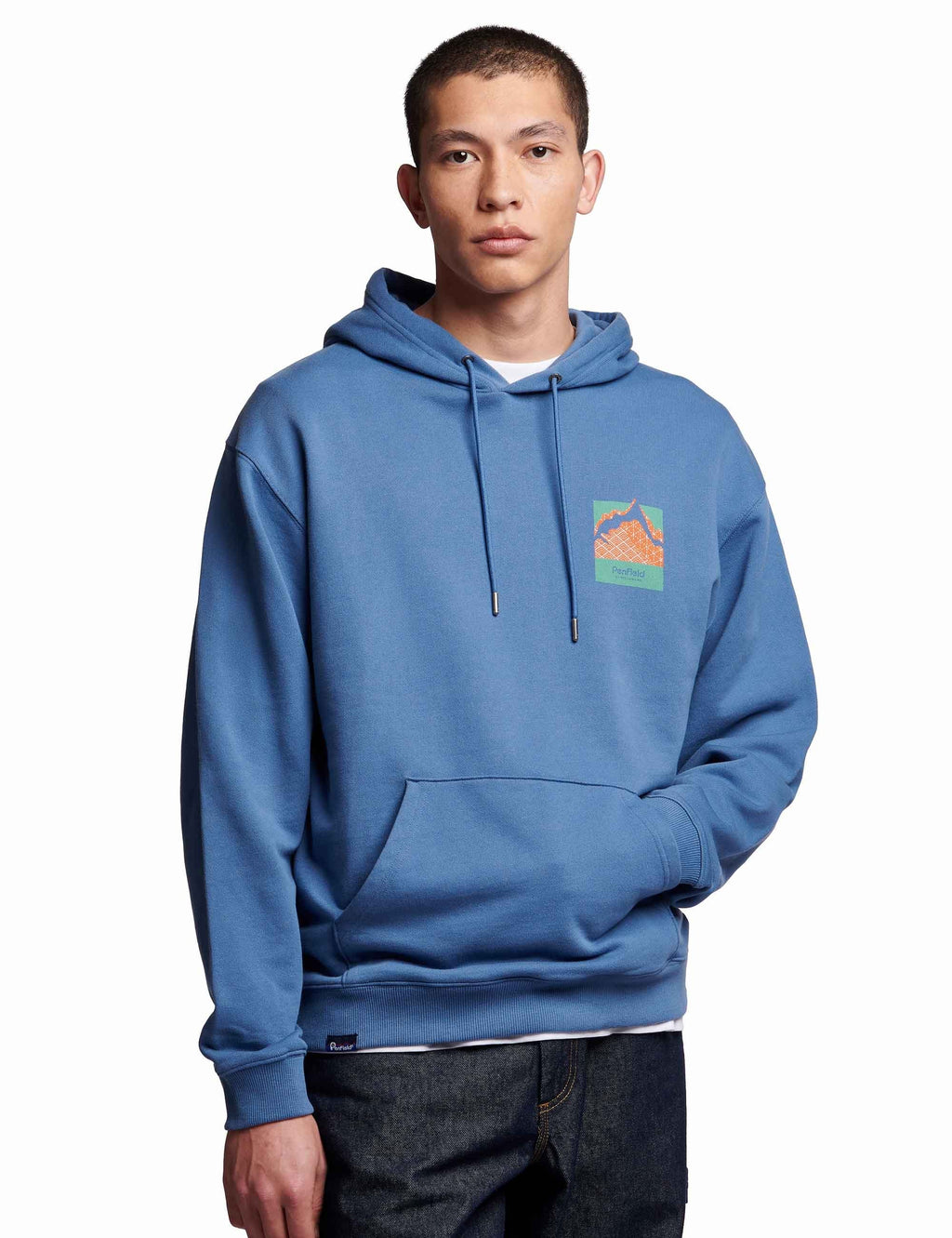 Mountain Back Print Hooded Sweat - Blue Horizon