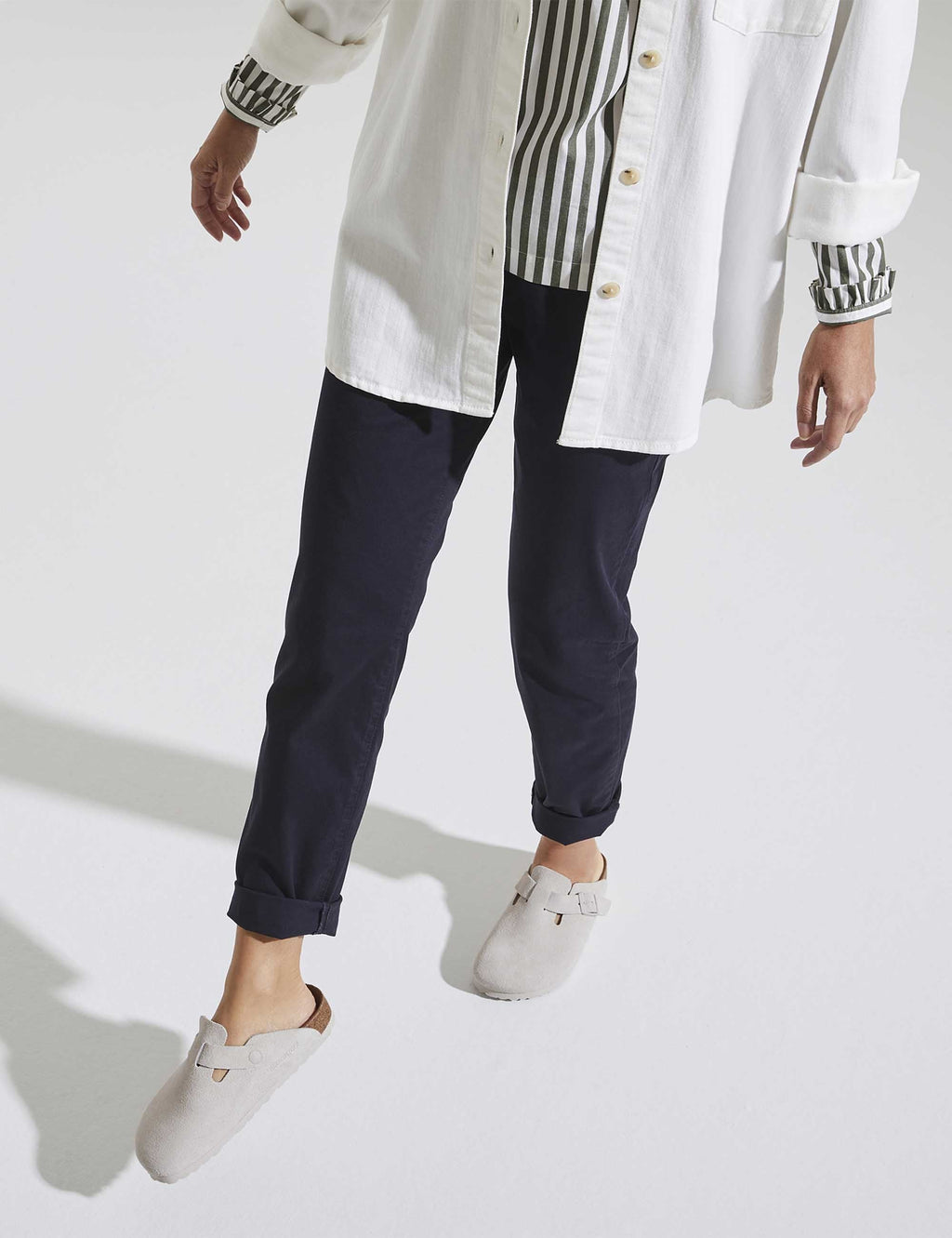 Women's Boston Suede Mules LEVE - Antique White (Regular Fit)