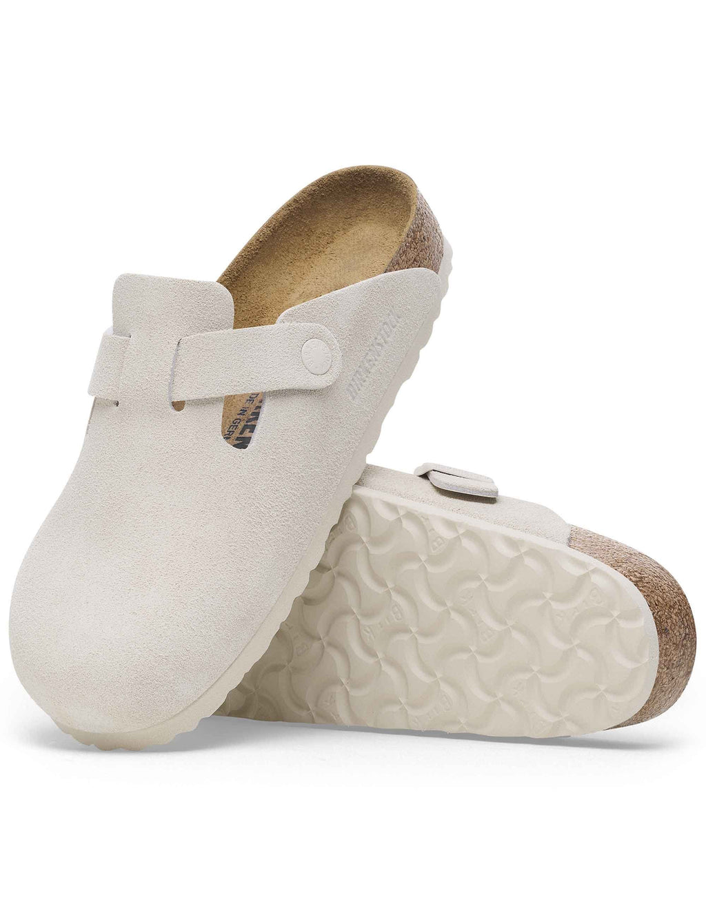 Women's Boston Suede Mules LEVE - Antique White (Regular Fit)