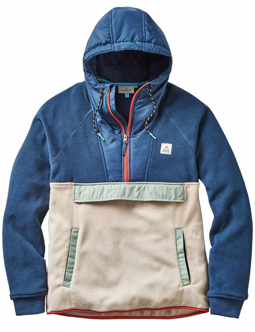 Woodland 1/2 Zip Hooded Polar Fleece - Dark Denim/Oatmeal