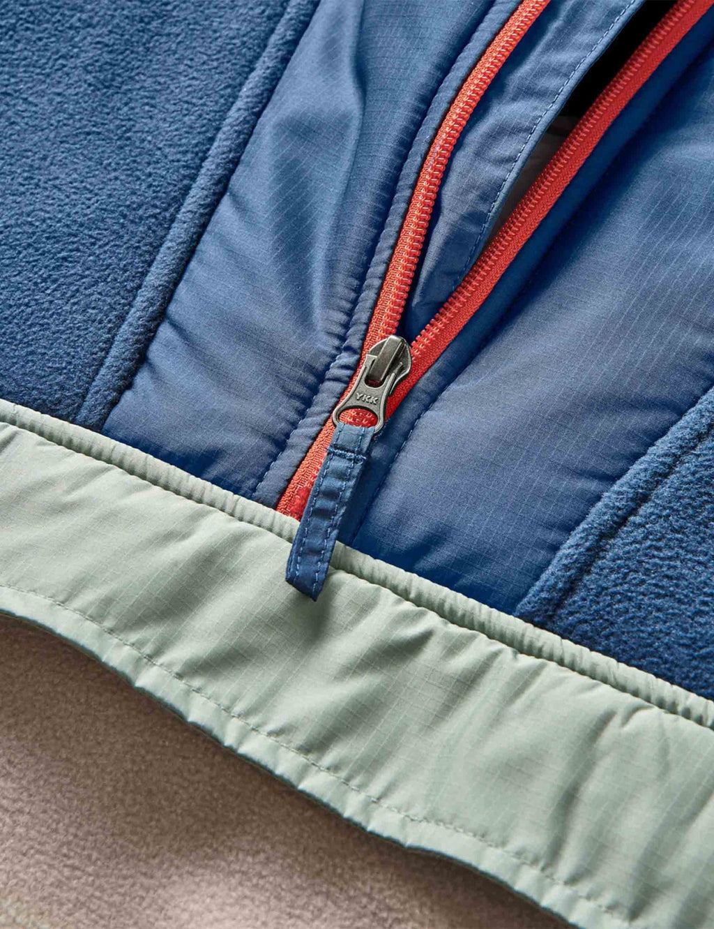 Woodland 1/2 Zip Hooded Polar Fleece - Dark Denim/Oatmeal