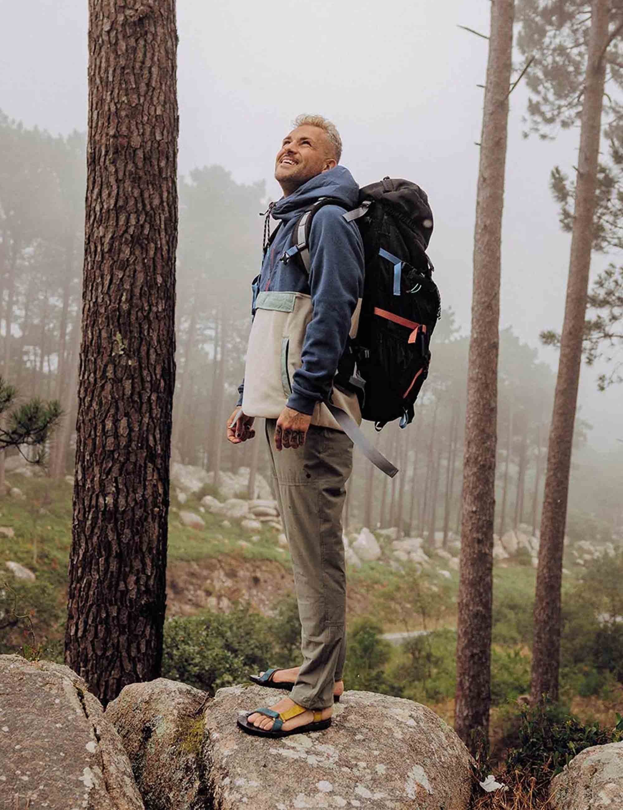 Passenger Woodland 1/2 Zip Hooded Polar Fleece - Dark Denim/Oatmeal