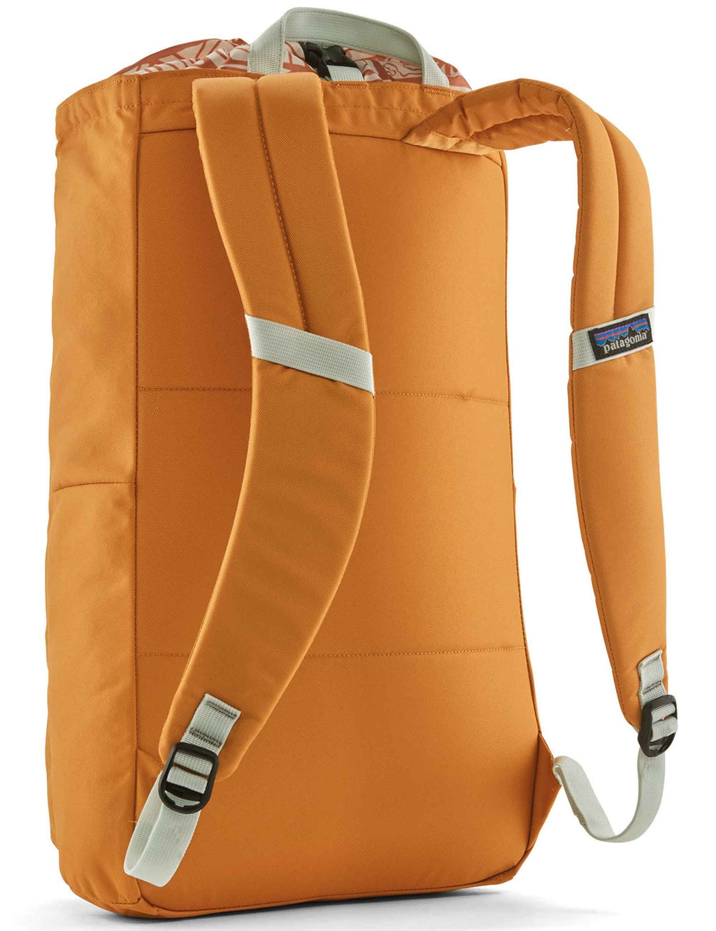 Golden caramel 25L backpack back view with padded straps and carry handle