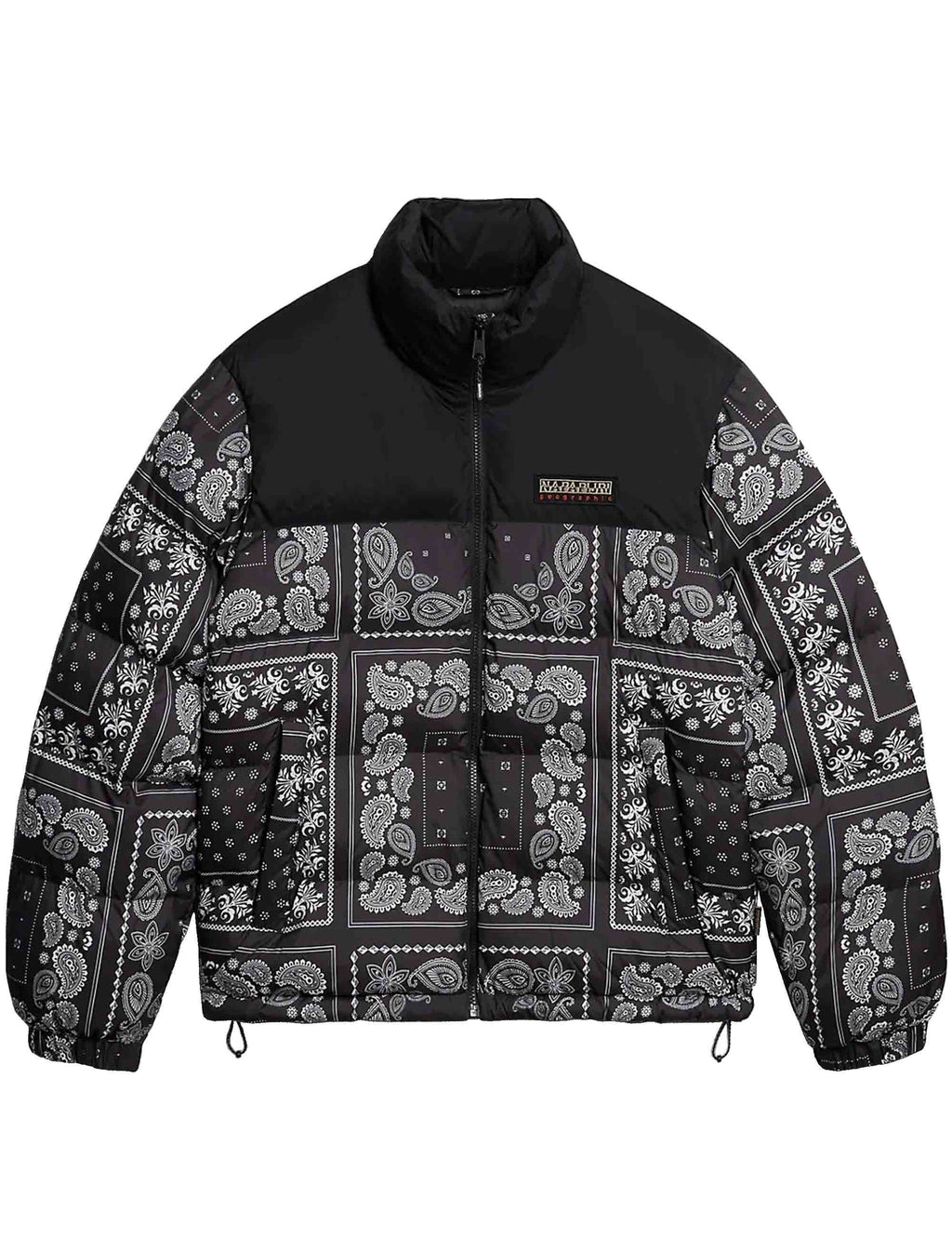 Paisley Puffer Jacket - Black