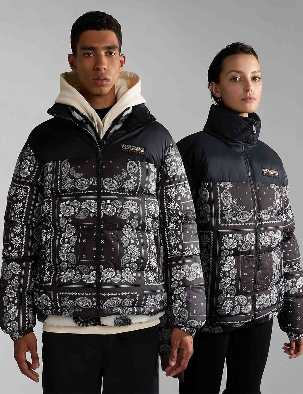 Paisley Puffer Jacket - Black