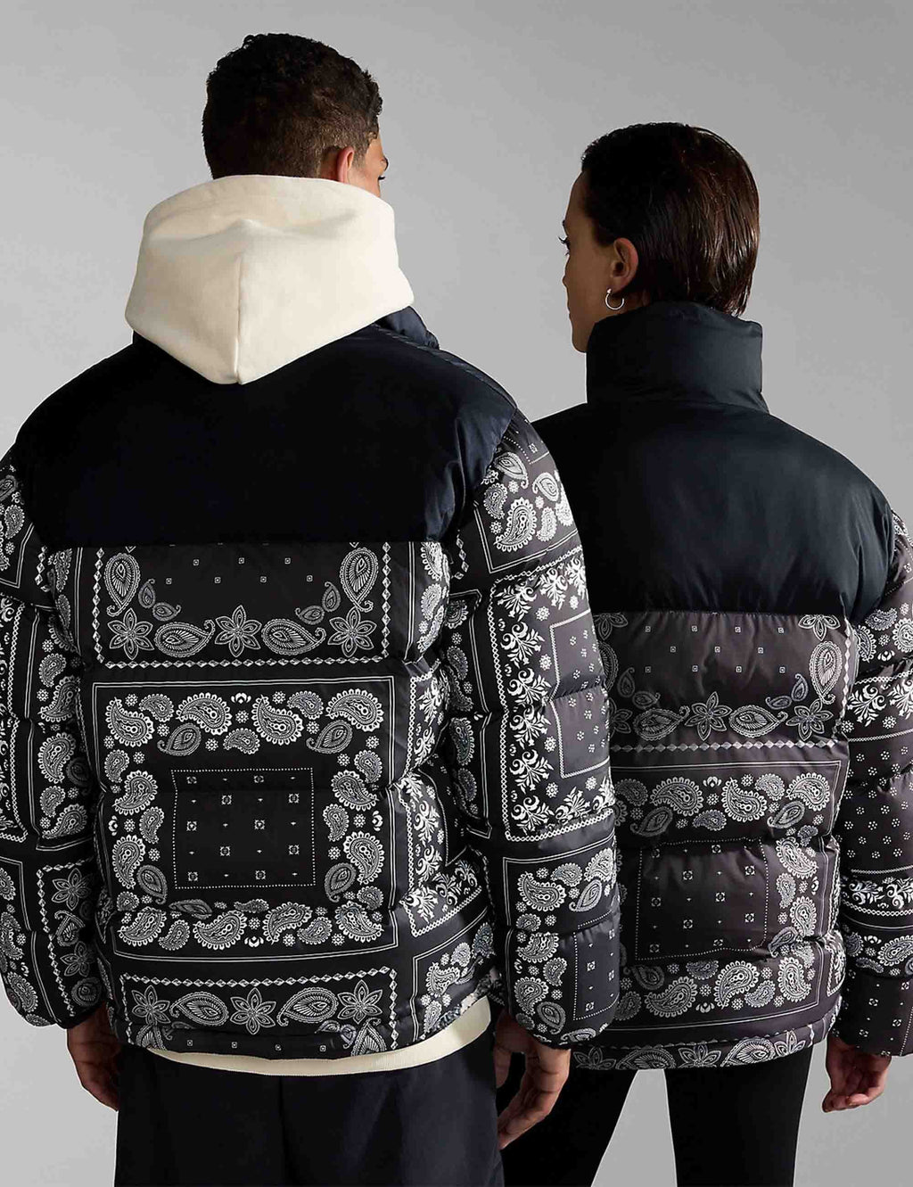 Paisley Puffer Jacket - Black