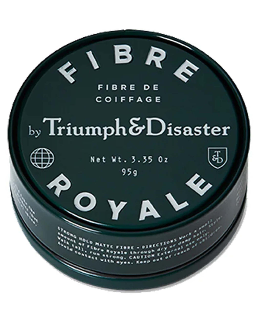 Hair styling fibre jar lid, Triumph&Disaster 'Fibre Royale' label
