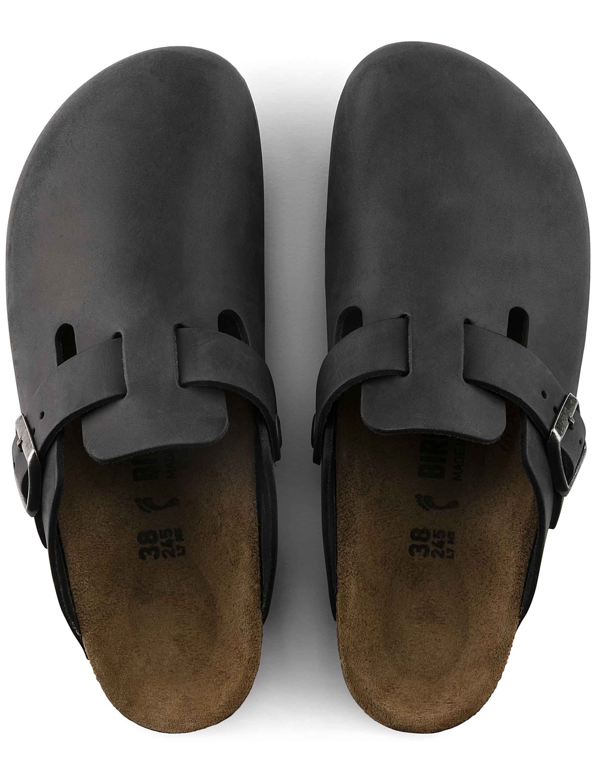Birkenstock Women's Boston Leather Mules LEOI - Black (Regular Fit)