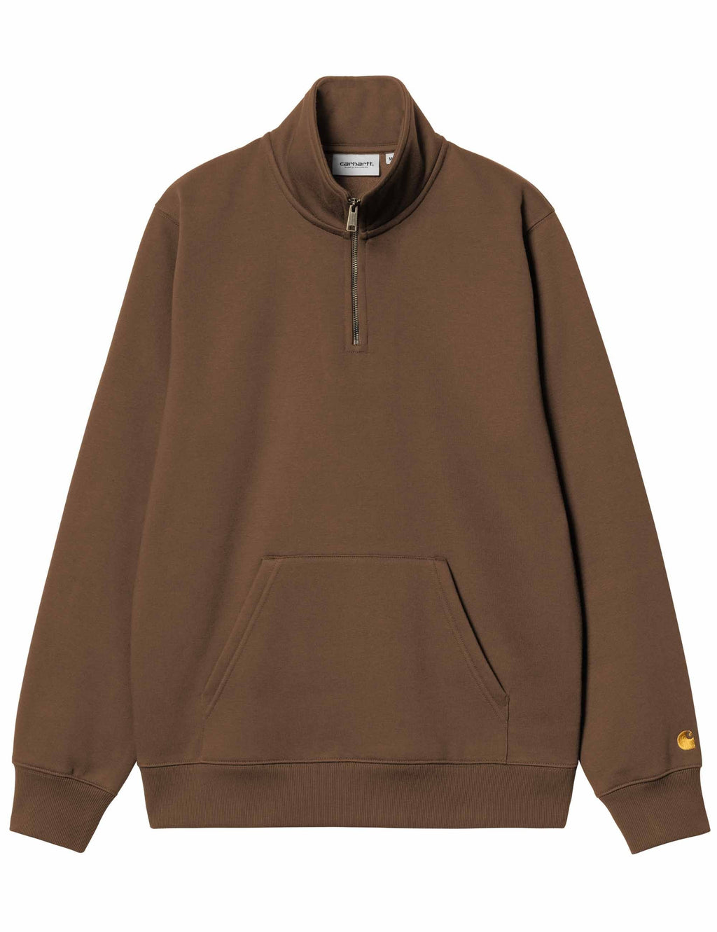 Chase Zip Neck Sweat - Chocolate/Gold
