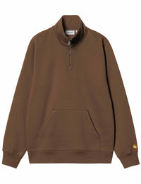 Chase Zip Neck Sweatshirt - Chocolate/Gold