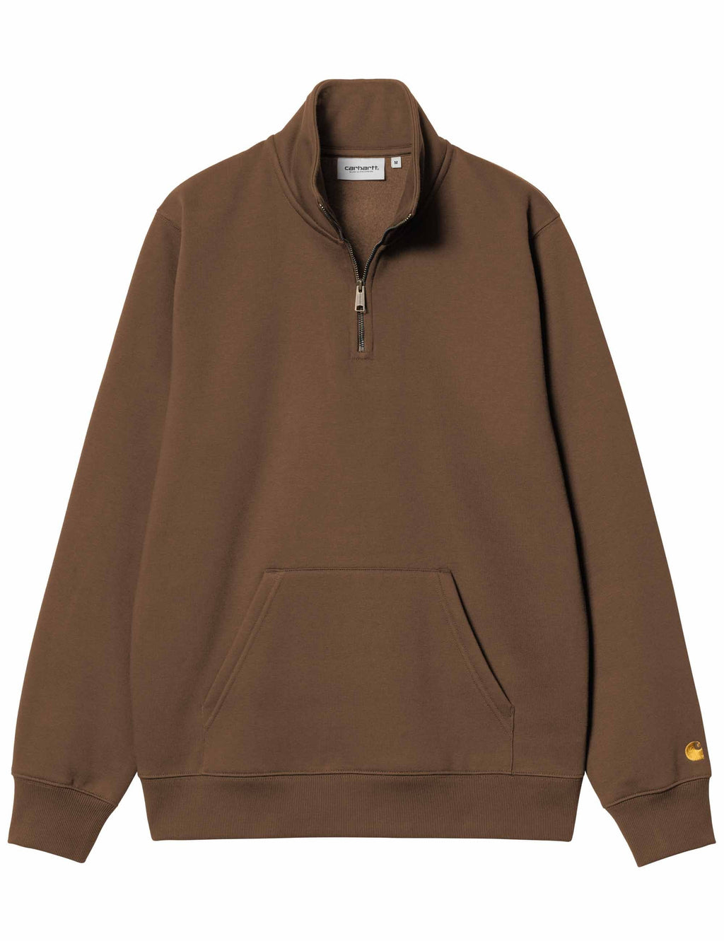 Chase Zip Neck Sweat - Chocolate/Gold